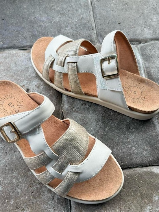 Brioso Shoes - BRIOSO Women's Strappy Leather Slide Sandals